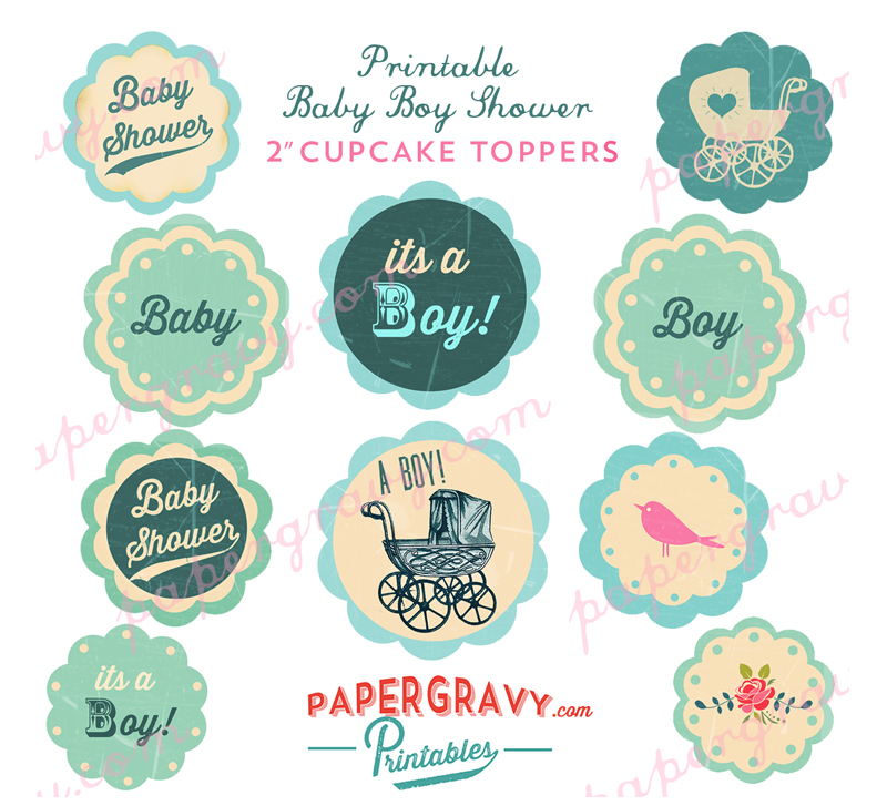 baby shower free cupcake toppers - B. Lovely Events