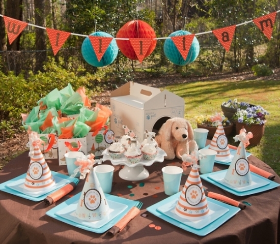 Cute and lovely dog birthday party table