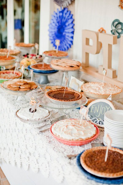Amazing display of pies-great for Thanksgiving or Weddings!