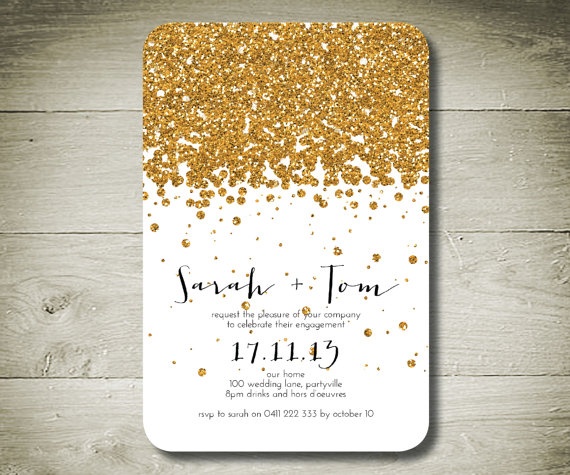 Gold glitter invitations