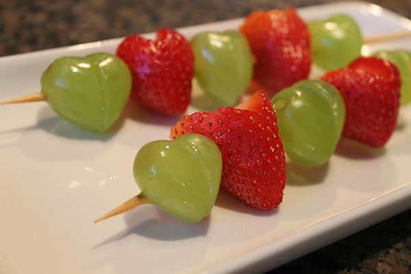 Cute Heart shaped fruit kabobs-perfect for Mother's Day!