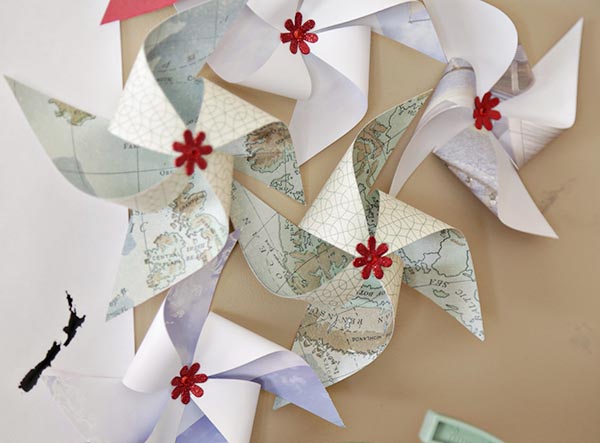 Map Pinwheels For Cute Treavel Theme Decorations