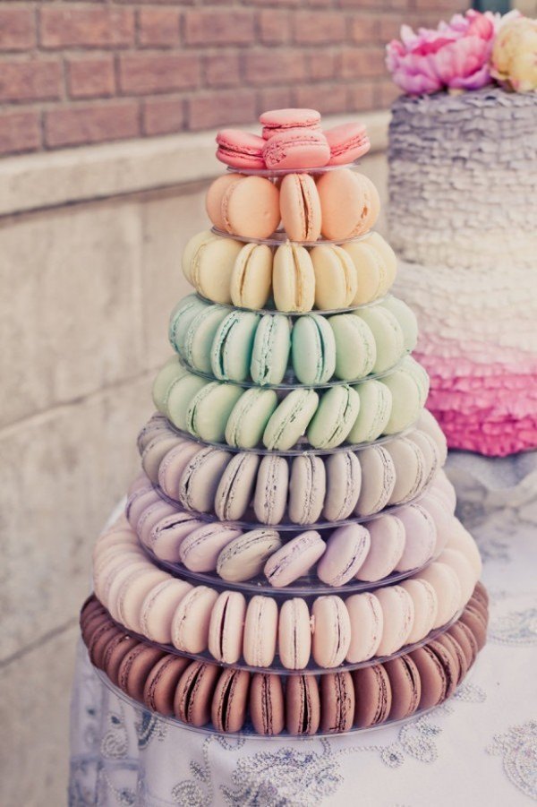 Beautiful pastel macaroon wedding cake
