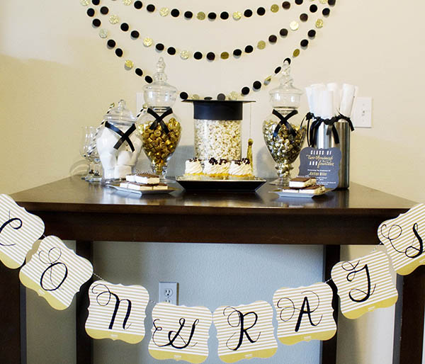 our favorite detail was the diy congrats banner made from the back of ...