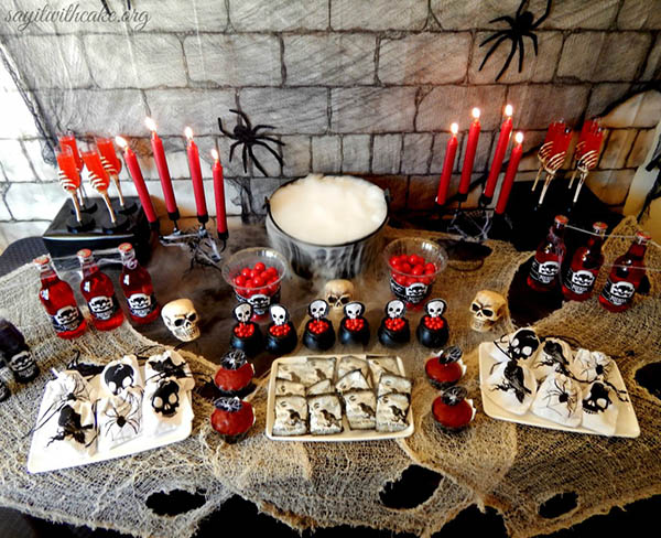 Amazing Red And Black Skull Themed halloween Party