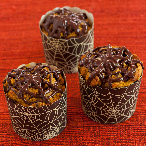 chocolate pumpkin spider muffins
