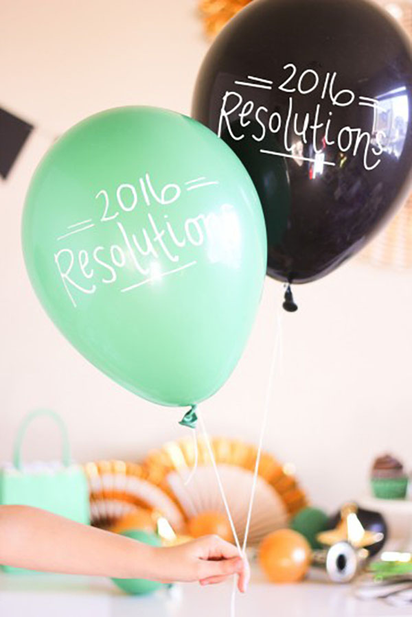 New Years Resolution Balloons with words