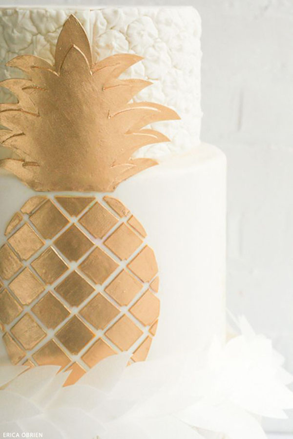 Beautiful Gold Pineapple Decorated Cake - See More Lovely Pineapple Party Ideas At B. Lovely Events!