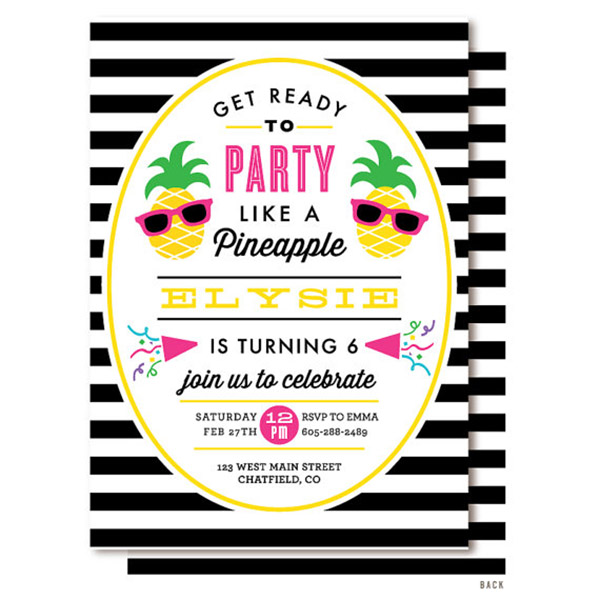 Striped Pineapple party invitations! - See More Lovely Pineapple Party Ideas At B. Lovely Events!