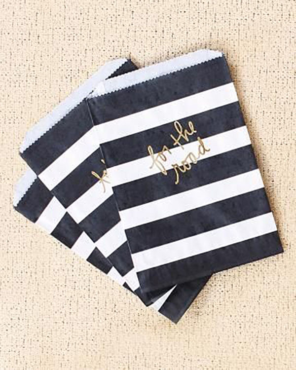 Black and Gold Striped Favor bags - See More Gold Graduation Ideas on B. Lovely Events