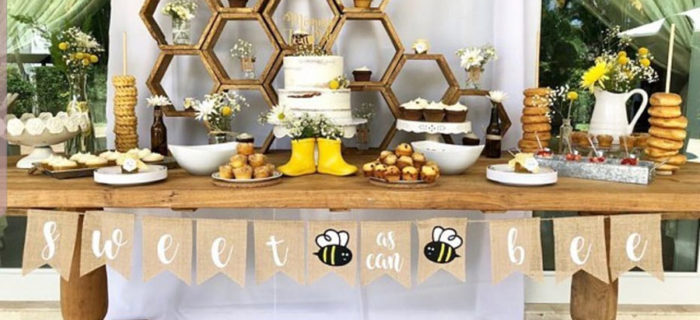 Sweet as can bee baby shower party set up! - See More Bee Party Ideas at B. Lovely Events