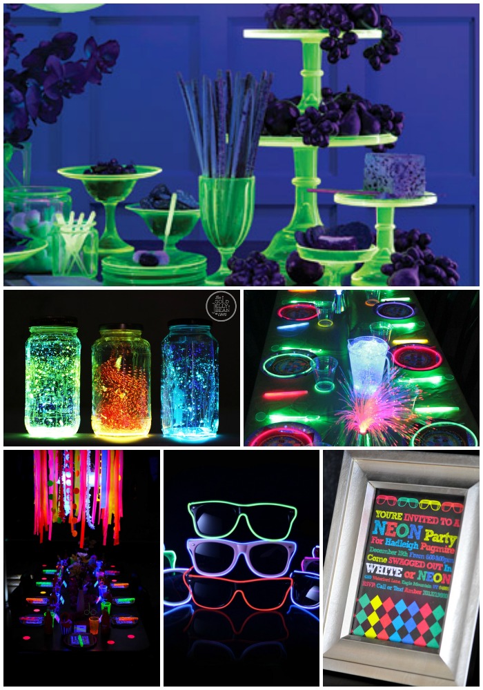 Glow in the dark party!  Glow party decorations, Glow theme party, Glow in  dark party