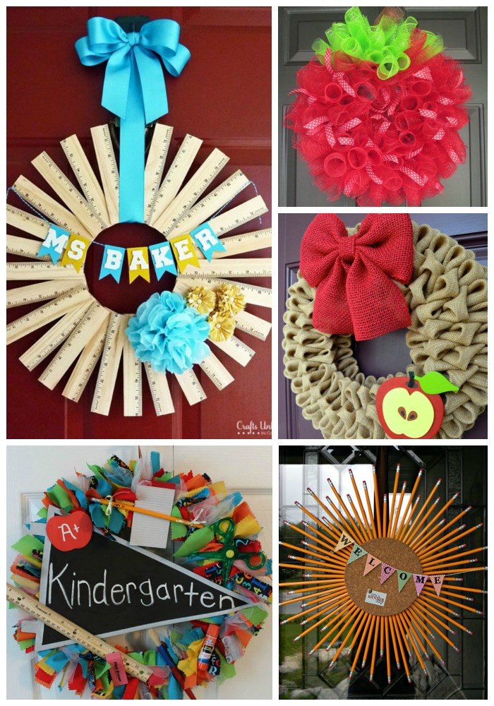 Back to School Ruler Wreath Decor with String Art Apple - Laura